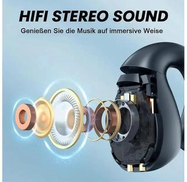 Alt view image 5 of 5 - Open Ear Bluetooth Headphones, Air Line Bone Conduction, 36H Playback, IPX5 Waterproof, Sports & Running