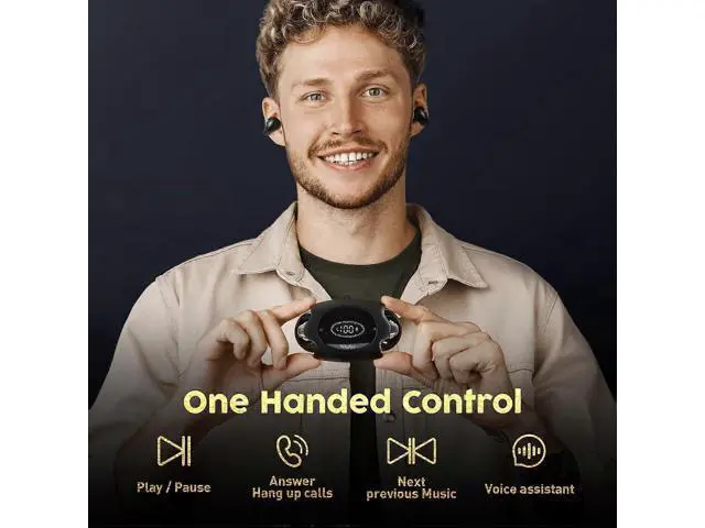 Alt view image 5 of 5 - Open Ear Bluetooth Headphones, Wireless Clip Earbuds, 24H Playtime, IPX4 Sweatproof, Fast Charging for Workout