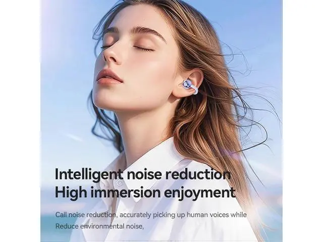 Alt view image 2 of 5 - Open Ear Clip Headphones Wireless, Bluetooth 5.4, 5H Play, Wireless Charging Case (Purple)