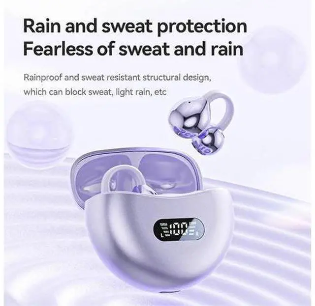 Alt view image 5 of 5 - Open Ear Clip Headphones Wireless, Bluetooth 5.4, 5H Play, Wireless Charging Case (Purple)