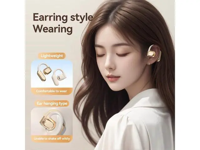 Alt view image 3 of 5 - Open-Ear Bluetooth 5.3 Headphones with LED Display, 58H Playtime, Secure Fit (Black)