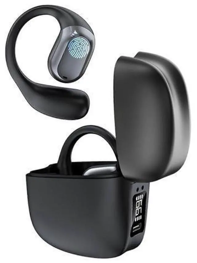 Main image of Open-Ear Headphones Bluetooth 5.3 w/Digital Display Charging Case, 48H Playtime for Running & Exercise (Black)