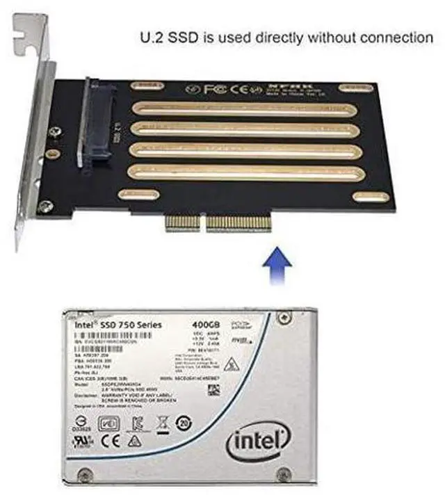 Alt view image 7 of 7 - PCI-E 3.0 x4 Lane to U.2 U2 Kit SFF-8639 Host Adapter for Intel Motherboard & 750 NVMe PCIe SSD Black
