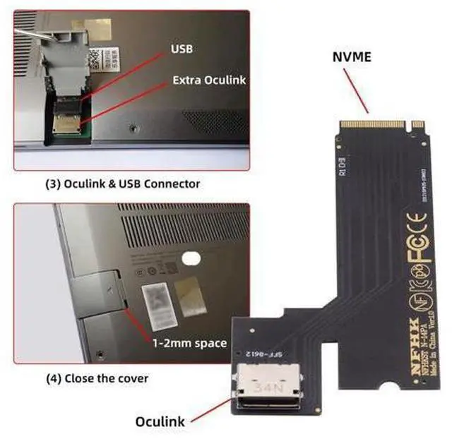 Alt view image 5 of 7 - PCI-E 4.0 M.2 M-Key to Oculink SFF-8612 SFF-8611 Host Adapter for 2022 2023 ThinkBook 14+ External Graphics Card & SSD