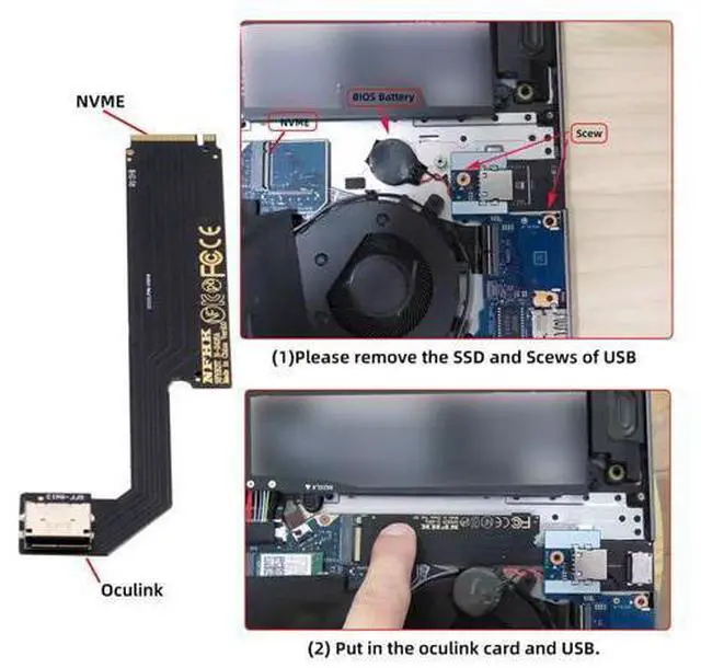 Alt view image 4 of 7 - PCI-E 4.0 M.2 M-Key to Oculink SFF-8612 SFF-8611 Host Adapter for 2024 ThinkBook 16+ AMD8845 External Graphics Card & SSD