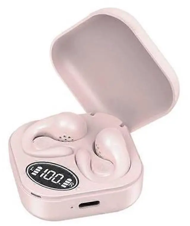 Main image of Pink Wireless Bone Conduction Headphones with Battery Display - Open Ear Gym & Fitness Bluetooth