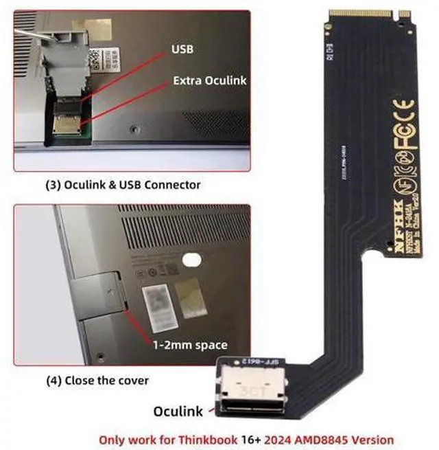 Alt view image 5 of 7 - PCI-E 4.0 M.2 M-Key to Oculink SFF-8612 SFF-8611 Host Adapter for 2024 ThinkBook 16+ AMD8845 External Graphics Card & SSD