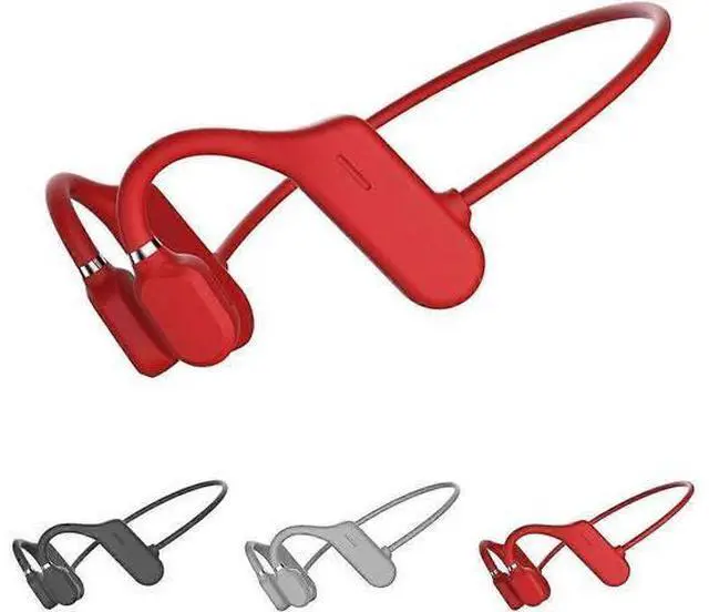Main image of Red Bone Conduction Headphones - Open Ear Bluetooth 5.0, IP55 Sweatproof, 5H Playtime for Running/Cycling