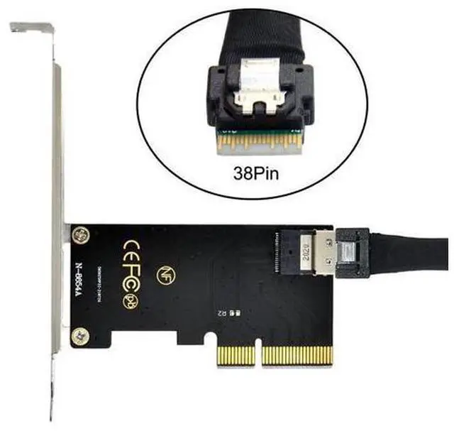 Alt view image 3 of 7 - PCI-E 4X to U.2 U2 Kit SFF-8639 to SFF-8654 Slimline SAS NVME PCIe SSD Adapter for Mainboard