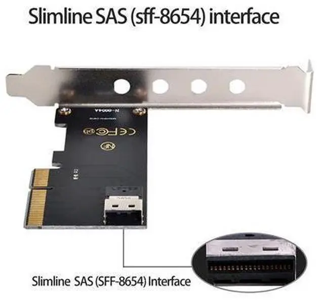 Alt view image 5 of 7 - PCI-E 4X to U.2 U2 Kit SFF-8639 to SFF-8654 Slimline SAS NVME PCIe SSD Adapter for Mainboard