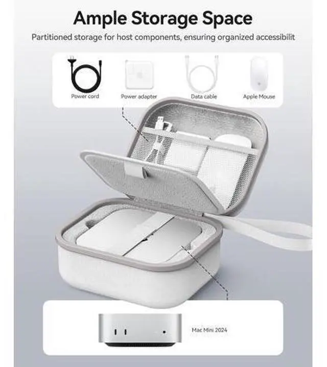 Alt view image 2 of 7 - Protective Carrying Case for Apple 2024 Mac mini M4, M4 Pro, Portable Hard Shell Travel Storage Bag, Nylon Braided, Water Resistant (M)