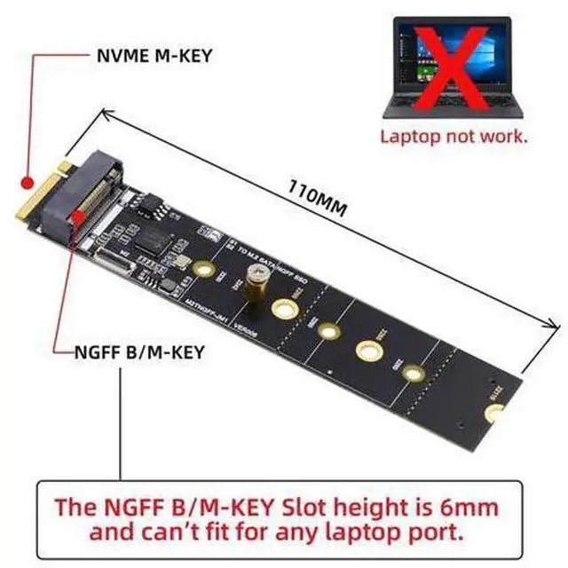 Alt view image 4 of 7 - SATA NGFF Key B+M SSD to NVME M-Key Motherboard Desktop Adapter Converter SSD Card JMB582 2280