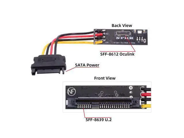 Alt view image 2 of 7 - SFF-8611 Oculink Female SFF-8612 to U.2 U.3 SFF-8639 NVME PCIe PCI-Express SSD Adapter for Mainboard