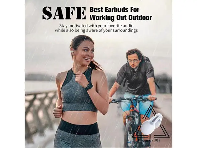 Alt view image 3 of 5 - White Bluetooth 5.3 Ear Clip Bone Conduction Headset - Open Ear Safe for Sports & Work