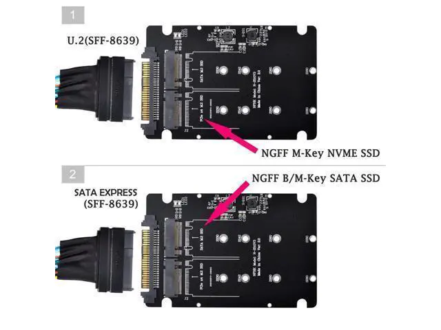 Alt view image 4 of 6 - SFF-8639 NVME U.2 to Combo NGFF M.2 M-Key SATA PCIe SSD Adapter for Mainboard Replace SSD 750 p3600 p3700