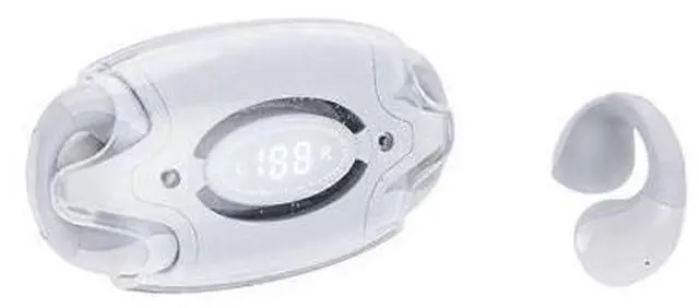 Main image of White Open Ear Clip Headphones Bluetooth 5.3 with Mic, 30H Playtime for Women & Girls