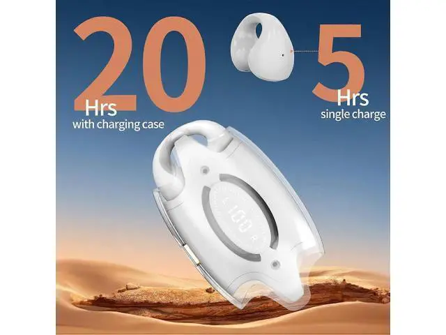 Alt view image 2 of 5 - White Open Ear Clip Headphones Bluetooth 5.3 with Mic, 30H Playtime for Women & Girls