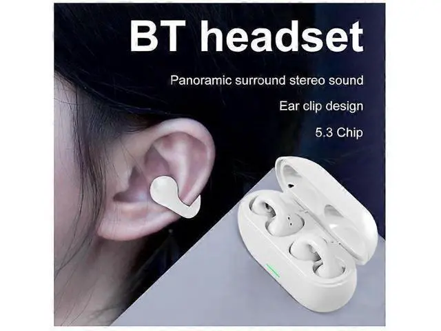 Alt view image 2 of 5 - White Open Ear Wireless Earbuds - Waterproof Clip-On Workout Headphones with 4.5H Battery