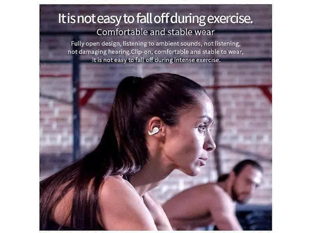 Alt view image 3 of 5 - White Open Ear Wireless Earbuds - Waterproof Clip-On Workout Headphones with 4.5H Battery