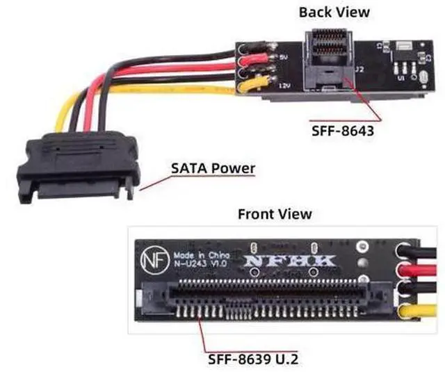 Alt view image 2 of 7 - SFF-8643 PCI-E 4.0 Female to U.2 SFF-8639 U.3 NVME PCIe PCI-Express SSD Adapter for Mainboard