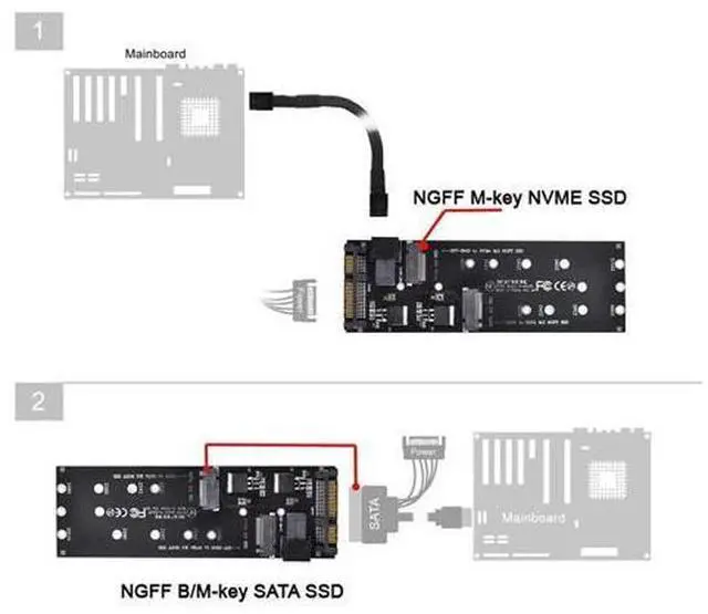 Alt view image 6 of 7 - SFF-8643 to U2 Kit NGFF M-Key to HD Mini SAS NVME PCIe SSD SATA Adapter for Motherboard