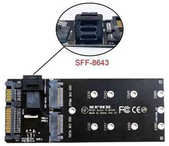 Alt view image 7 of 7 - SFF-8643 to U2 Kit NGFF M-Key to HD Mini SAS NVME PCIe SSD SATA Adapter for Motherboard