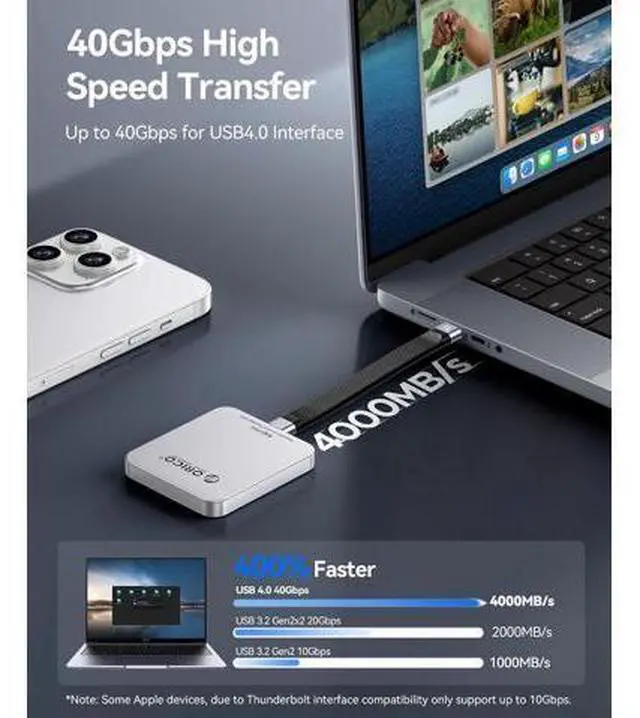 Alt view image 5 of 7 - Short USB C Cable, 40Gbps 5inch USB4 Cable, PD 240W Fast Charging, 8K@60Hz, USB C to C Cable Compatible with Thunderbolt 4/3, iPhone 17 Series, Android, VR Device, External SSD-UC40