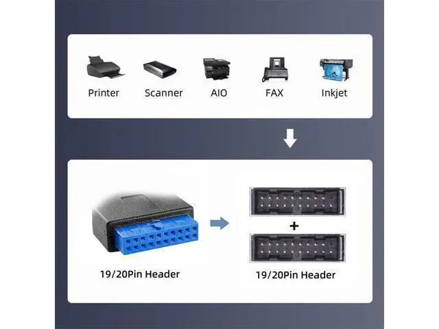 Alt view image 7 of 7 - Single 19/20Pin Header to USB 3.0 19/20Pin Dual Ports Female PCBA Type Adapter Splitter HUB 5Gbps