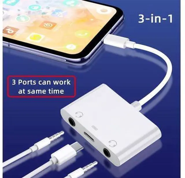 Alt view image 7 of 7 - Type C USB-C to Dual 3.5mm Audio AUX & MIC Sound Card with PD Power Charge Adapter Compatible with Laptop Tablet Phone