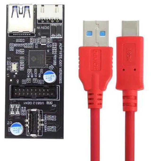 Main image of Type-C USB-C & 19/20Pin Header to USB 3.0 20Pin & Type-E Dual Ports Female PCBA Type Adapter Splitter HUB 5Gbps