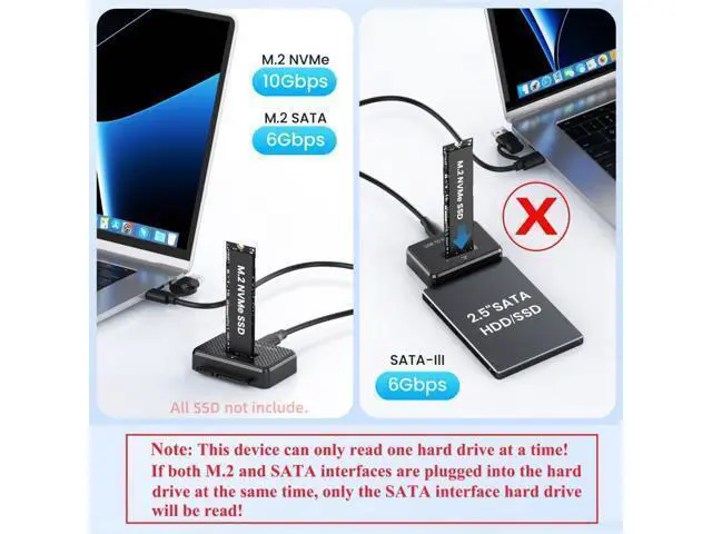 Alt view image 4 of 5 - USB 3.0 USB-C Type-C to Dual NVME M-Key M.2 NGFF & SATA 2.5 Inch SSD Combo Docking Vertical External PCBA Case Enclosure