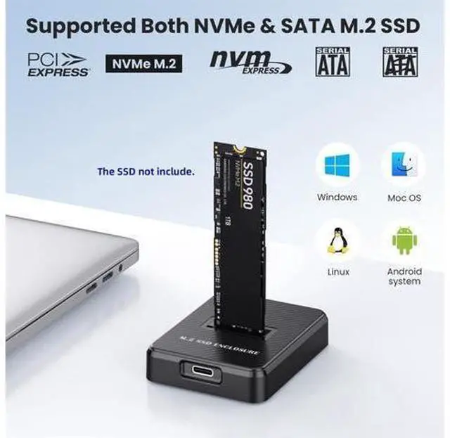 Alt view image 6 of 7 - USB 3.0 USB-C Type-C to NVME M-Key M.2 NGFF SATA SSD Docking Vertical External PCBA Case Enclosure RTL9210B Chipset