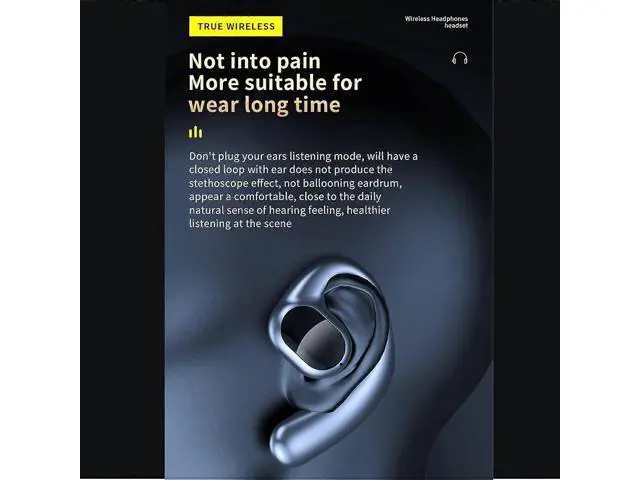 Alt view image 3 of 5 - Wireless Bone Conduction Earbuds, 56H Playback, IPX Waterproof, Bluetooth 5.3 Ear Clip Headphones for Sports