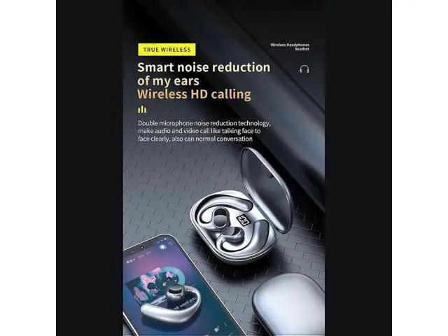 Alt view image 4 of 5 - Wireless Bone Conduction Earbuds, 56H Playback, IPX Waterproof, Bluetooth 5.3 Ear Clip Headphones for Sports