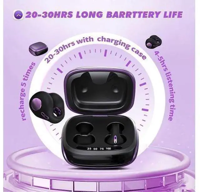 Alt view image 5 of 5 - Wireless Bone Conduction Headphones Bluetooth 5.3, Open Ear HIFI Sound, Fingerprint Touch, Purple