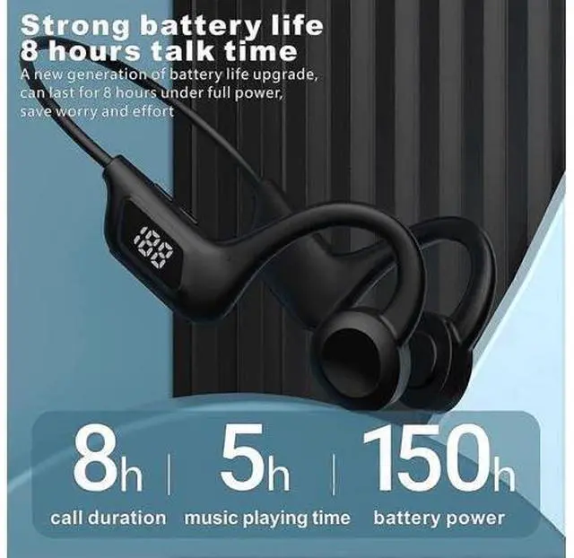 Alt view image 4 of 5 - Wireless Bone Conduction Headphones, Bluetooth 5.3 Open-Ear Sweatproof for Running, Cycling, Hiking - Black