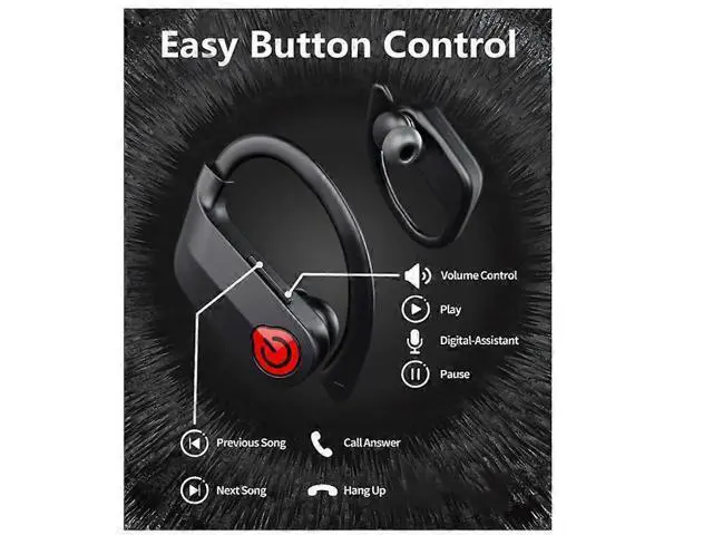 Alt view image 5 of 5 - Wireless Earbuds Bluetooth 5.3, 120H Playback, Noise Cancelling, IPX7 Waterproof Sport Headphones (Black)