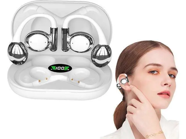 Alt view image 3 of 5 - Wireless Open Ear Earbuds with Digital Display, 49H Battery Clip-On Sport Headphones for Running/TV
