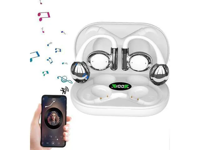 Alt view image 2 of 5 - Wireless Open Ear Earbuds with Digital Display, 49H Battery Clip-On Sport Headphones for Running/TV