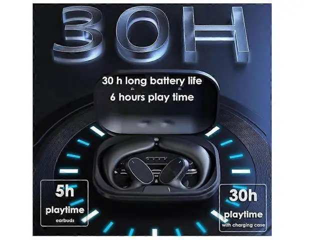 Alt view image 5 of 5 - X6 Open Ear Bluetooth 5.0 Headphones - Wireless Air Conduction, Waterproof, Secure Earhooks (Black)