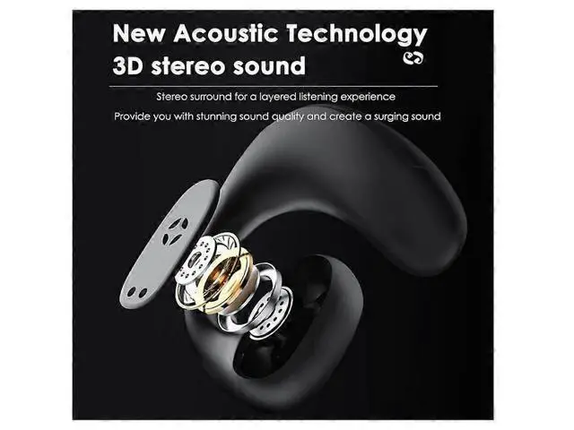 Alt view image 4 of 5 - X6 Open Ear Bluetooth 5.0 Headphones - Wireless Air Conduction, Waterproof, Secure Earhooks (Black)