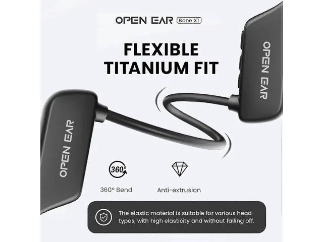 Alt view image 3 of 5 - X9 Bone Conduction Headphones - Wireless Bluetooth 5.2, Open Ear Sport, Waterproof & Noise Cancelling Mic