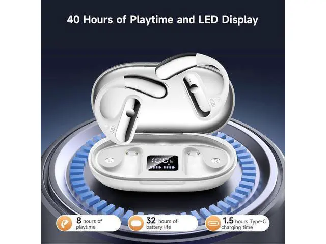Alt view image 3 of 5 - YYK-Q28 Open-Ear Bluetooth 5.3 Earbuds, 50H Playtime, LED Display, Sports Ear Hooks