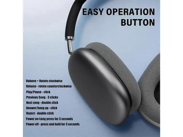 Alt view image 3 of 5 - Wireless Over-Ear Headphones with Active Noise Cancelling, 24H Playtime, HiFi Sound & Mic
