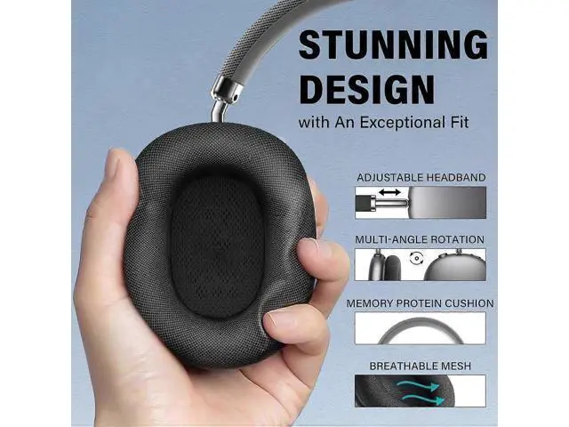 Alt view image 5 of 5 - Wireless Over-Ear Headphones with Active Noise Cancelling, 24H Playtime, HiFi Sound & Mic