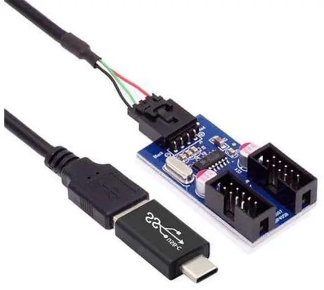 Main image of USB 3.1 Male Type-C USB-C to USB 2.0 Type-A Male 1 to 2 Female Motherboard 9pin 10pinHeader HUB Adapter Port Multiplier
