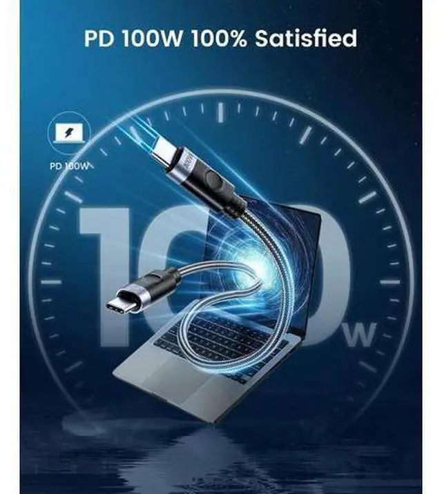 Alt view image 2 of 7 - USB C to C Cable 100W, PD 5A Type C Fast Charging Cable, Braided Nylon USB-C Cable Cord, Compatible with iPhone 15/15 Pro/15 Plus/15 Pro Max, MacBook, iPad, Samsung, Pixel ect