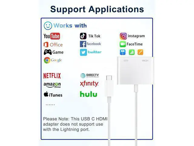 Alt view image 7 of 7 - USB C to HDMI Adapter for iPhone 16 15 to TV 4K Sync Screen Connector Cable Type C Digital AV Adapter for TV/Projector/Monitor No Power Needed