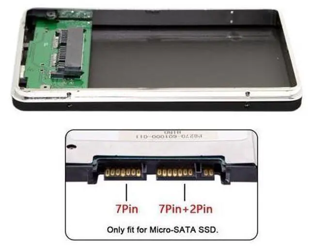 Alt view image 3 of 7 - USB2.0 480Mbps to 1.8 inch Micro SATA 16pin 7+9 SSD HDD External Hard Disk Enclosure