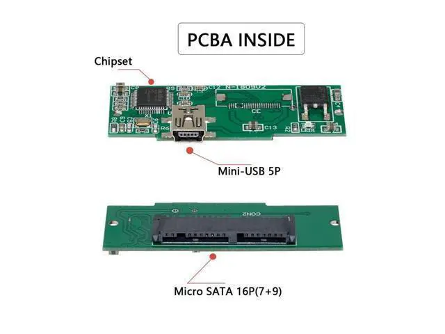Alt view image 7 of 7 - USB2.0 480Mbps to 1.8 inch Micro SATA 16pin 7+9 SSD HDD External Hard Disk Enclosure